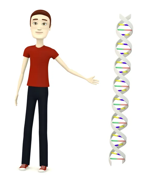 3D визуализация персонажа мультфильма с ДНК — стоковое фото