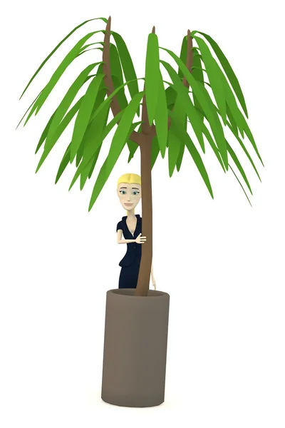 3d render of cartoon character with dracena — Stock Photo, Image
