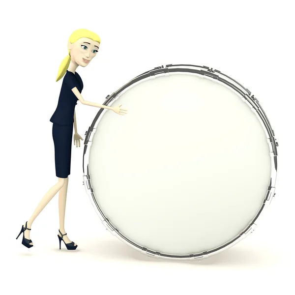 3D render av seriefiguren spela på trumman — Stockfoto