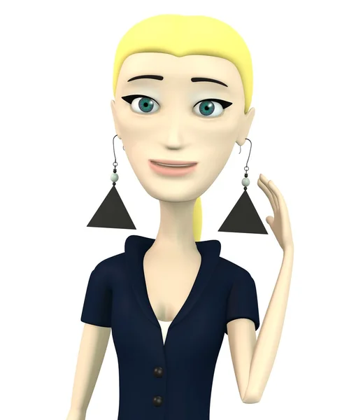 3D рендер персонажа мультфильма с наушниками — стоковое фото