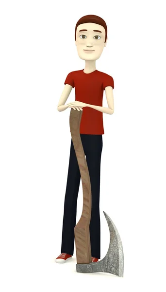 3d render of cartoon character with execution axe — Stock Photo, Image