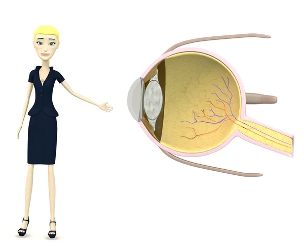 3D визуализация персонажа мультфильма с разделом глаза — стоковое фото