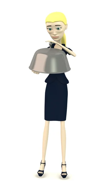 3d renderizado de personaje de dibujos animados con comida bajo cubierta —  Fotos de Stock