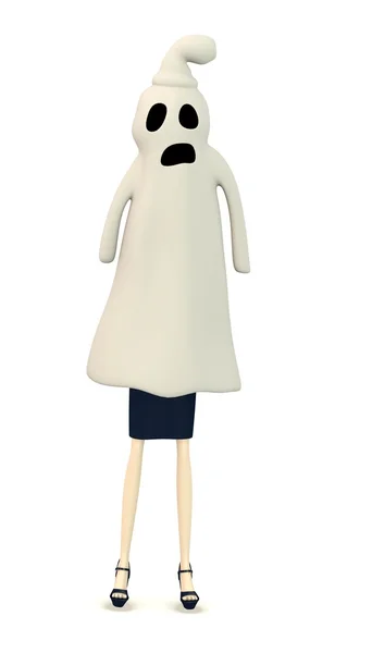 3d render of cartoon character with ghost — Stock Photo, Image