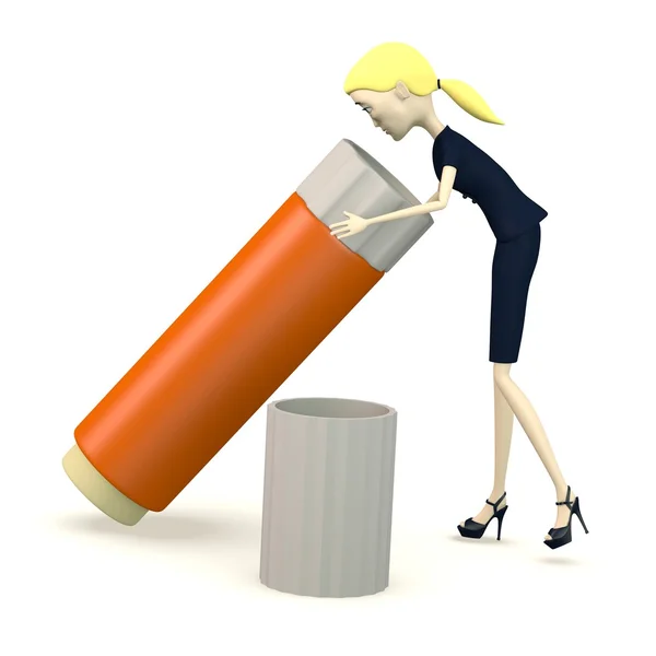 3d renderizado de personaje de dibujos animados con pegamento grande — Foto de Stock