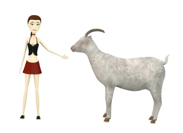 3d render of cartoon character with goat — Stock Photo, Image