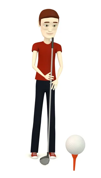 3d rendu de personnage de dessin animé avec club de golf — Photo