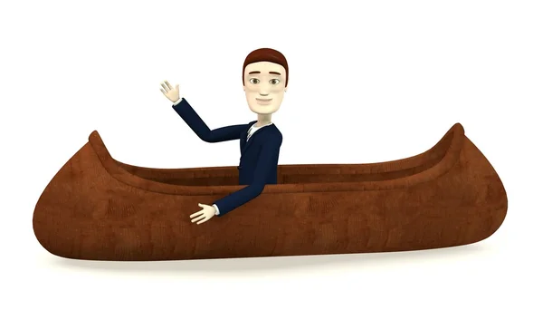 3d render of cartoon character in indian canoe — Stock Photo, Image