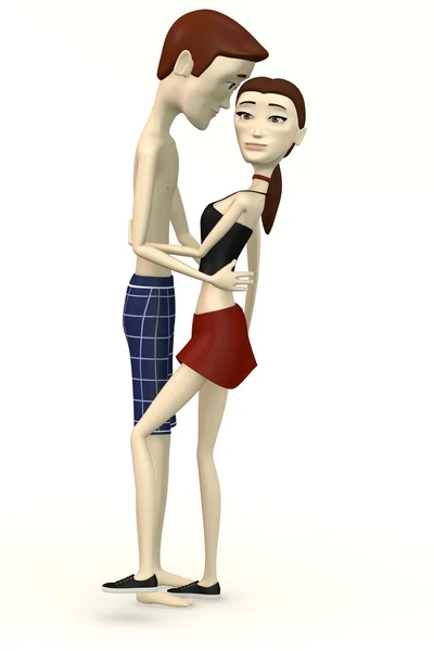 3D gör tecknad kvinna seducting man — Stockfoto