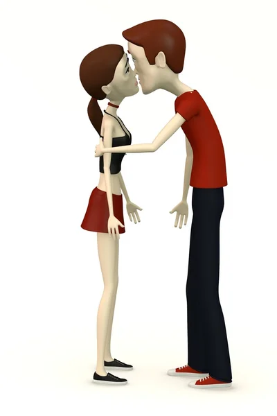 3d render of cartoon characters kissing — Stock Photo, Image