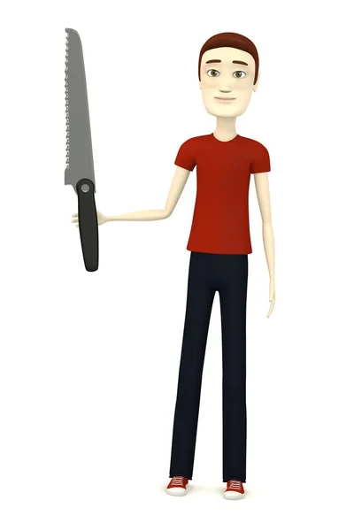 3d render of cartoon character with knife — Stock Photo, Image