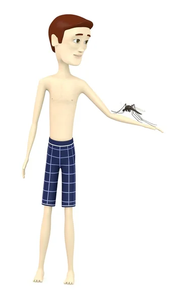 3D візуалізація мультиплікаційного персонажа з комарами — стокове фото
