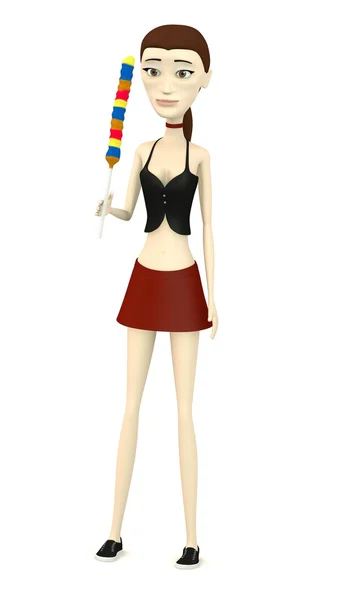 3d render of cartoon character with lollipop — Stock Photo, Image