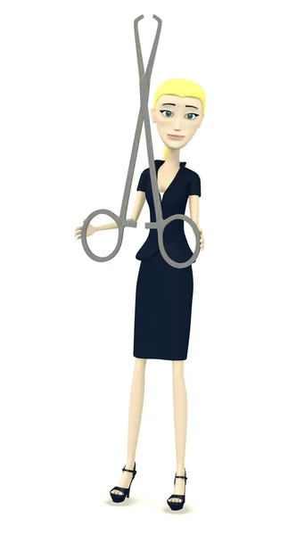 3D визуализация персонажа мультфильма с хирургическим инструментом — стоковое фото
