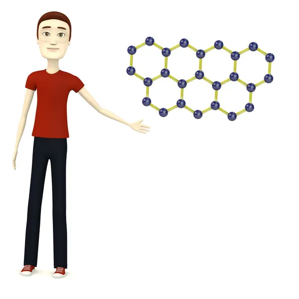 3d render of cartoon character with molecules — Stock Photo, Image