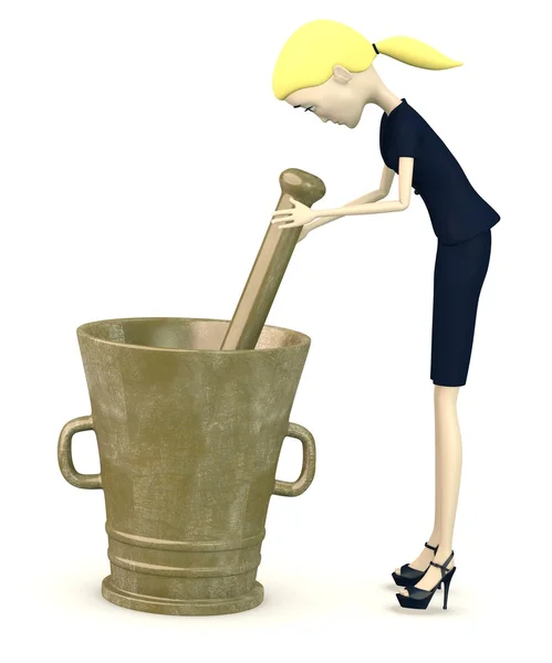 3d render of cartoon character with mortar — Stock Photo, Image