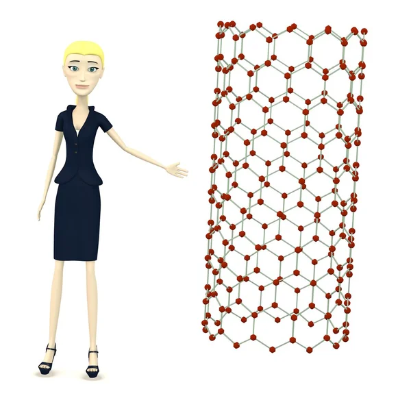 3d render of cartoon character with nanotube — Stock Photo, Image