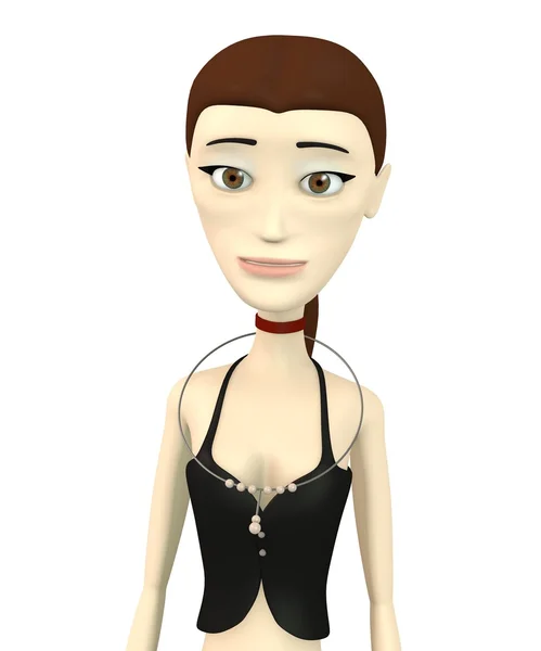 3d render of cartoon character with necklace — Stock Photo, Image