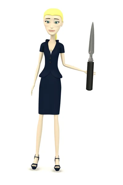 3d renderizado de personaje de dibujos animados con cuchillo de oficina —  Fotos de Stock