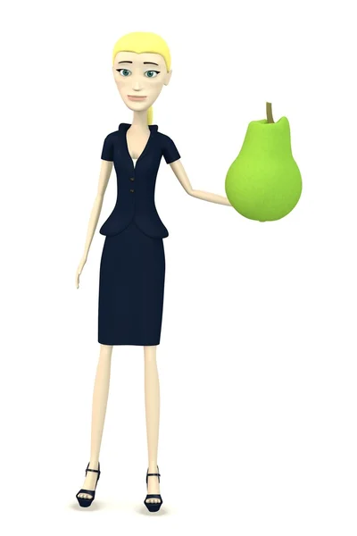 3D render av seriefiguren med päron — Stockfoto