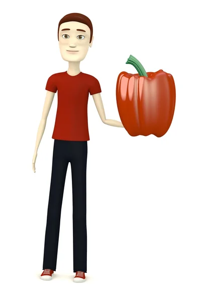 3D візуалізація мультиплікаційного персонажа з паприкою — стокове фото