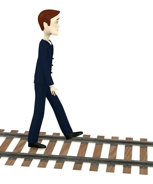 3d rendu de bande dessinée Xoer marcher sur le rail — Photo