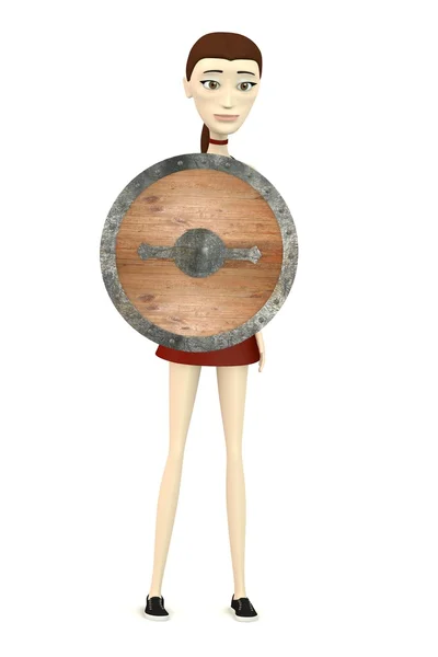 3d renderizado de personaje de dibujos animados con escudo — Foto de Stock
