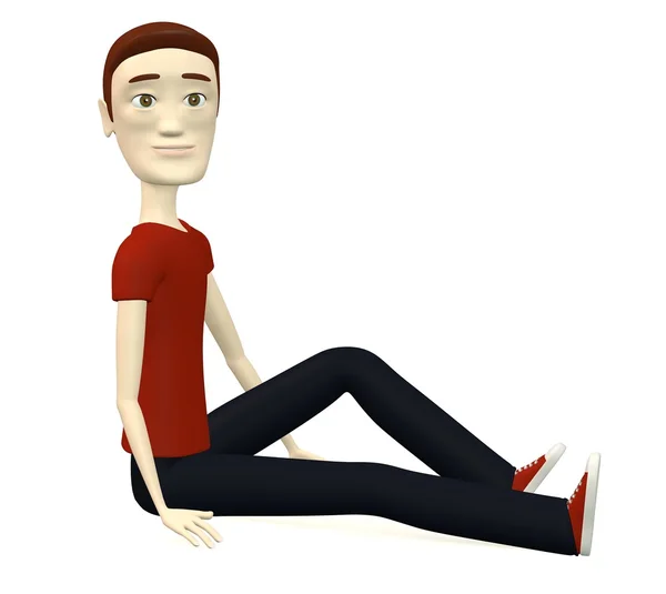 Hombre de dibujos animados en ropa casual- sentarse —  Fotos de Stock