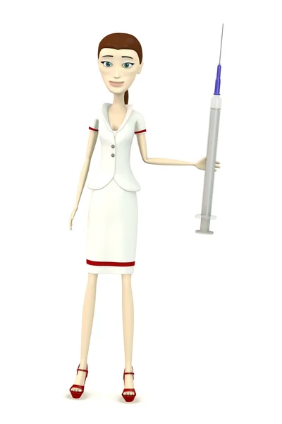 3d render of cartoon character with needle — Stock Photo, Image