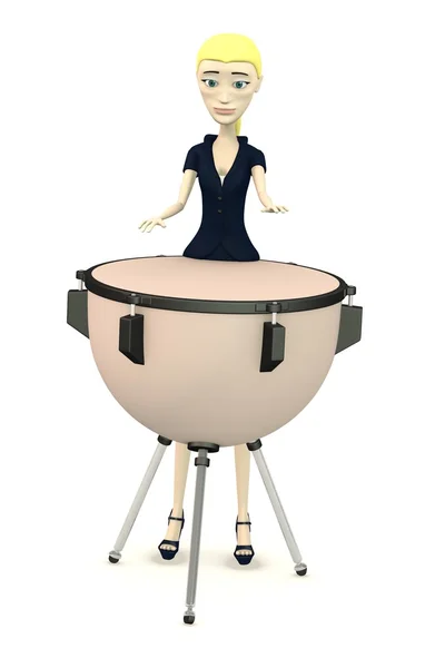 Renderização 3d de personagem de desenho animado com timpani — Fotografia de Stock