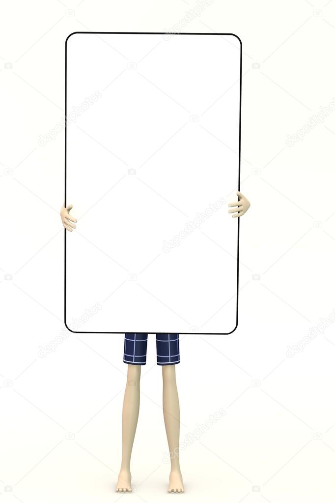 3d render of male swimmer with empty board