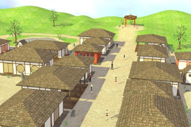 çizgi film karakterleri Japon Köyü 3D render