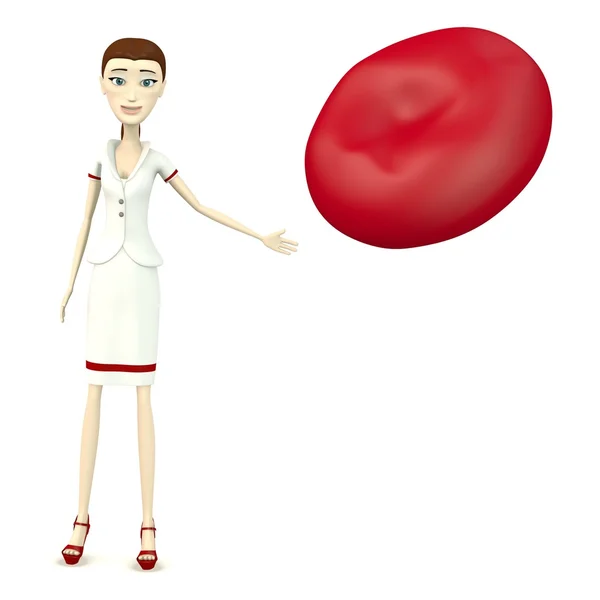 3d rendu de personnage de dessin animé avec globules rouges — Photo