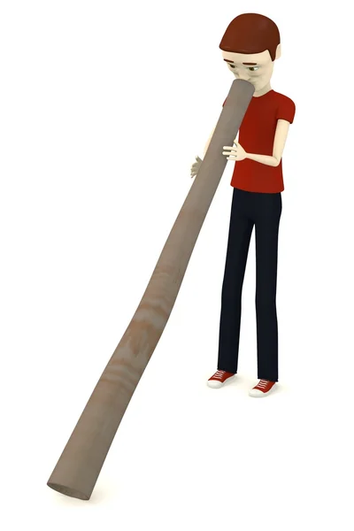 Render of cartoon character with digeridoo — Stock Photo, Image