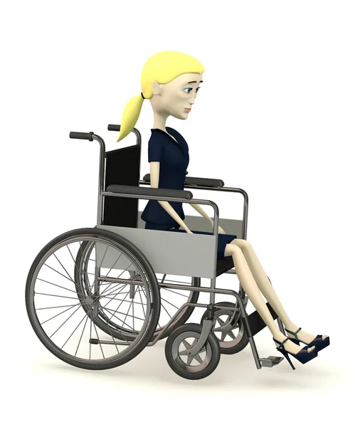 3d render of cartoon character with wheelchair — Stock Photo, Image