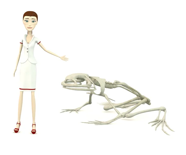 3d render of cartoon character with frog skeleton — Stock Photo, Image