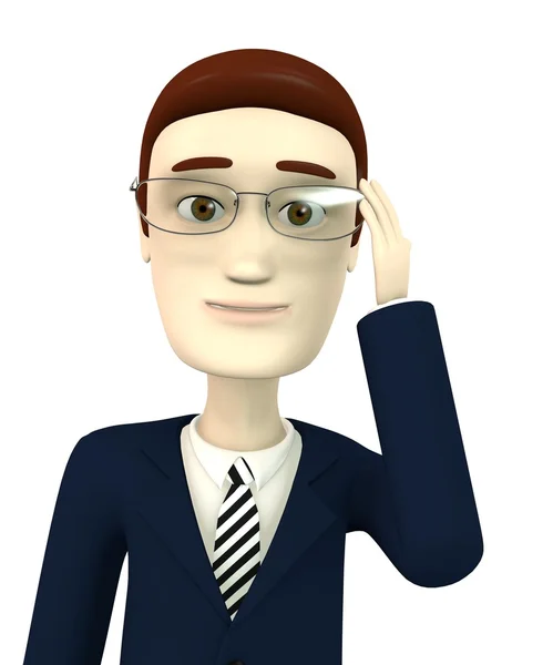 Rendering 3d del personaggio dei cartoni animati con occhiali — Foto Stock