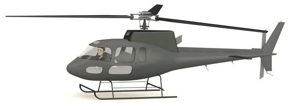 3D render van stripfiguur in helikopter — Stockfoto