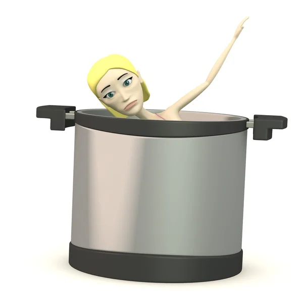 3D render characer kreskówki w puli — Zdjęcie stockowe