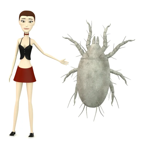 3d render of cartoon character with mite — Stock Photo, Image