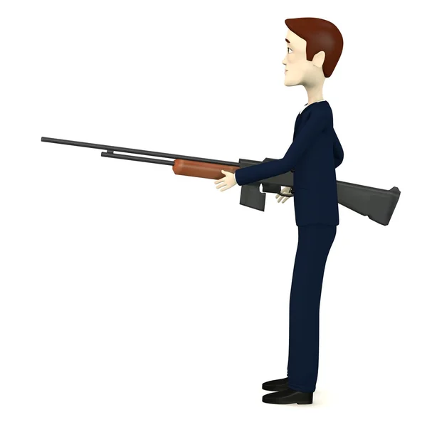 3d render of cartoon character with gun — Stock Photo, Image