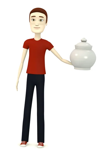 3D render av seriefiguren med socker basin — Stockfoto