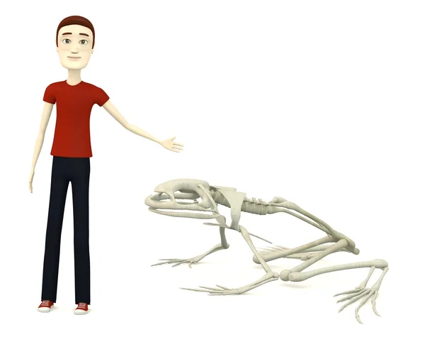 3d renderização de personagem de desenho animado com esqueleto de rã — Fotografia de Stock