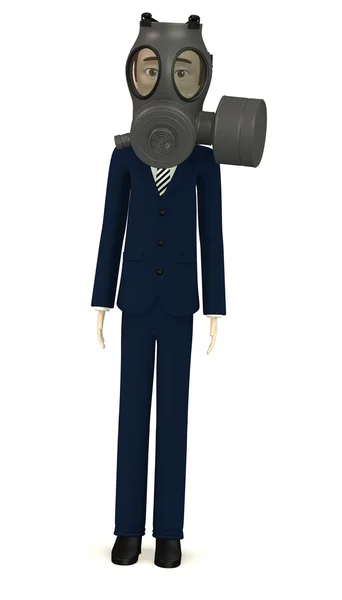 3D візуалізація мультиплікаційного персонажа з газовою маскою — стокове фото