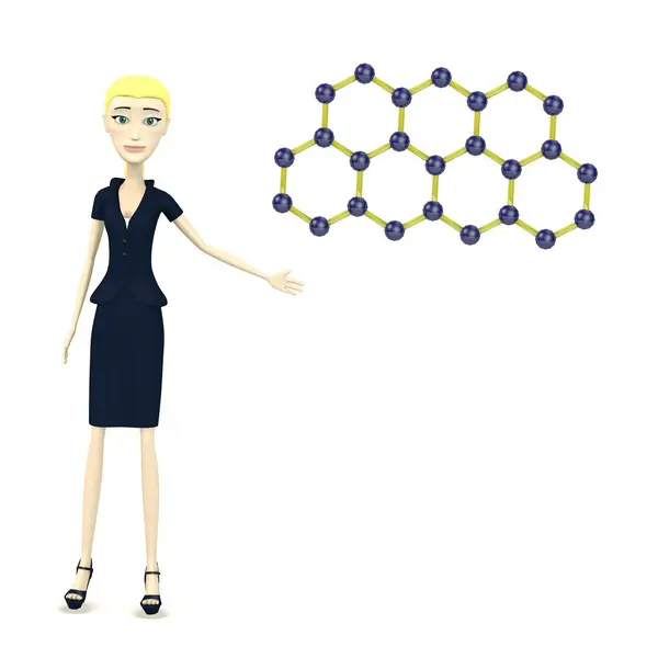 3d renderizado de personaje de dibujos animados con moléculas —  Fotos de Stock