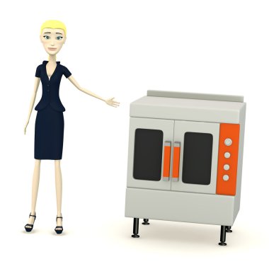 çizgi film karakteri ile mutfak makine 3D render