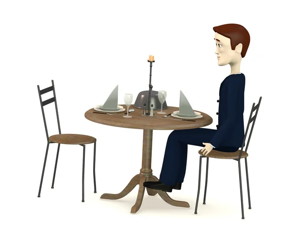 3D καθιστούν από χαρακτήρες κινουμένων σχεδίων που κάθεται στο εστιατόριο — Φωτογραφία Αρχείου