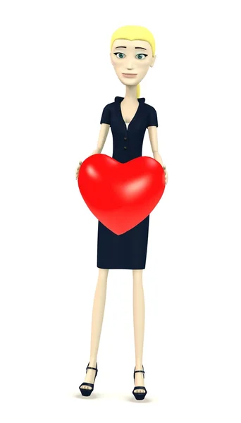 3d render of cartoon character with heart — Stock Photo, Image