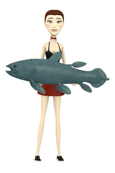 3d renderização de personagem de desenho animado com latimeria — Fotografia de Stock