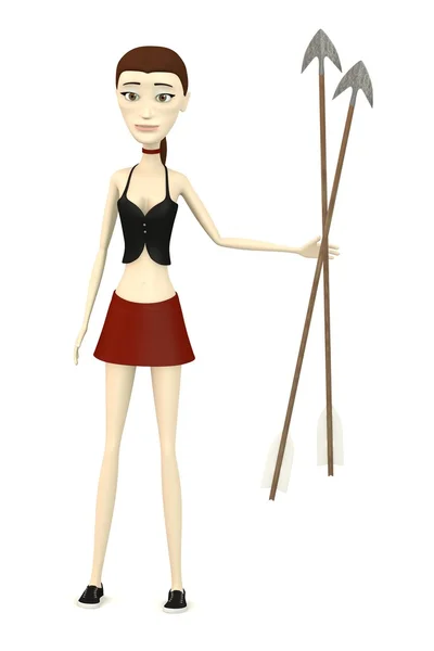 Rendering 3d del personaggio dei cartoni animati con frecce — Foto Stock